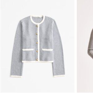 NWT Abercrombie & Fitch Textural sweater cardigan Gray and White Size xs